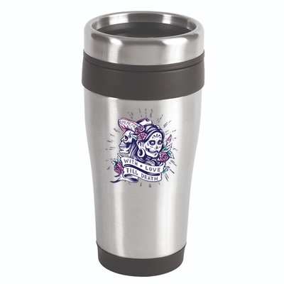With Love Till Death Day Of The Dead 16oz Travel Tumbler