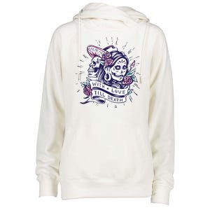 With Love Till Death Day Of The Dead Womens Funnel Neck Pullover Hood