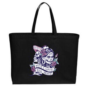 With Love Till Death Day Of The Dead Cotton Canvas Jumbo Tote