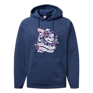 With Love Till Death Day Of The Dead Performance Fleece Hoodie