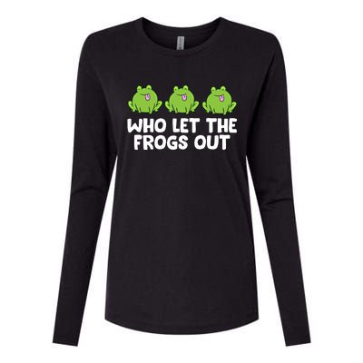 Who Let The Frogs Out Cute Frog Squad Frog Lovers Gift Womens Cotton Relaxed Long Sleeve T-Shirt