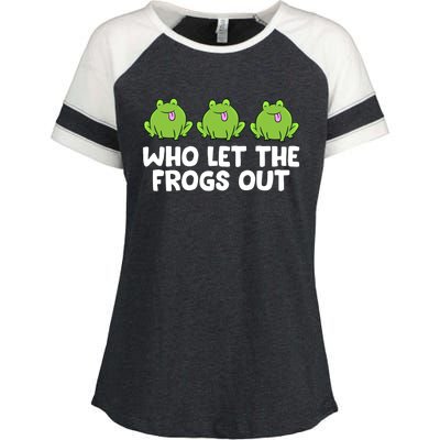 Who Let The Frogs Out Cute Frog Squad Frog Lovers Gift Enza Ladies Jersey Colorblock Tee