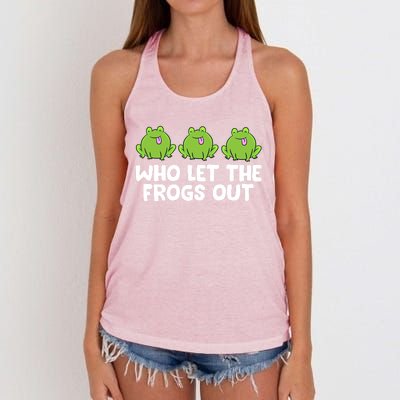 Who Let The Frogs Out Cute Frog Squad Frog Lovers Gift Women's Knotted Racerback Tank