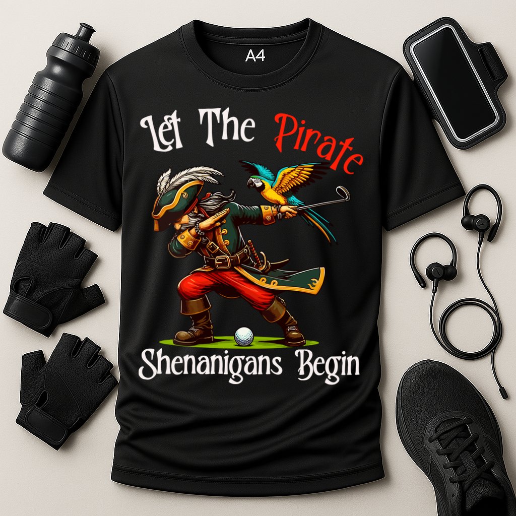 Wo Let The Pirate Shenanigans Begin Golf Pirate Halloween. Cooling Performance Crew T-Shirt