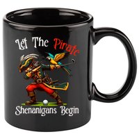 Wo Let The Pirate Shenanigans Begin Golf Pirate Halloween. 11oz C Handle Ceramic Mug
