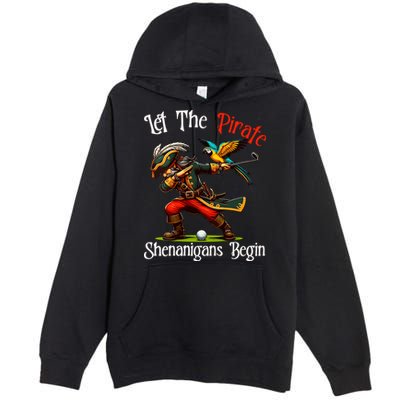Wo Let The Pirate Shenanigans Begin Golf Pirate Halloween. Premium Pullover Hoodie