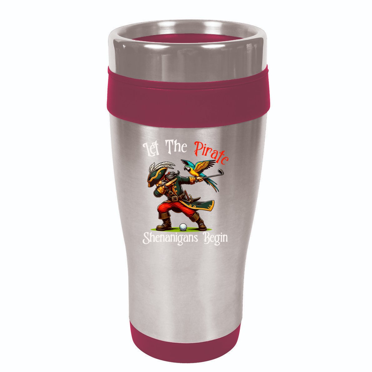 Wo Let The Pirate Shenanigans Begin Golf Pirate Halloween. 16oz Travel Tumbler