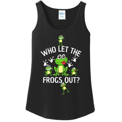 Who Let The Frogs Out Funny Frog Lover Ladies Essential Tank