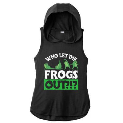 Who Let The Frogs Out Ladies PosiCharge Tri-Blend Wicking Draft Hoodie Tank