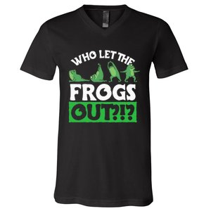 Who Let The Frogs Out V-Neck T-Shirt