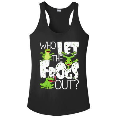 Who Let The Frogs Out Funny Amphibian Lover Frog Owner Ladies PosiCharge Competitor Racerback Tank