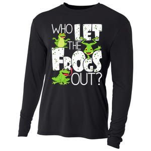 Who Let The Frogs Out Funny Amphibian Lover Frog Owner Cooling Performance Long Sleeve Crew