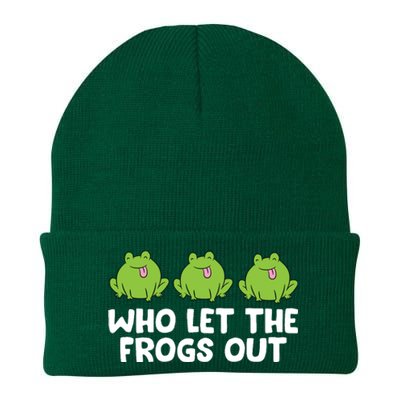 Who Let The Frogs Out Cute Frog Squad Frog Lovers Knit Cap Winter Beanie