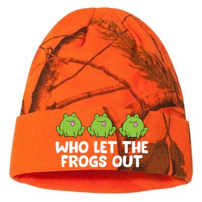 Who Let The Frogs Out Cute Frog Squad Frog Lovers Kati Licensed 12" Camo Beanie