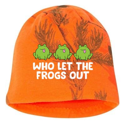 Who Let The Frogs Out Cute Frog Squad Frog Lovers Kati - Camo Knit Beanie