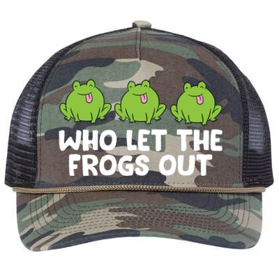 Who Let The Frogs Out Cute Frog Squad Frog Lovers Retro Rope Trucker Hat Cap