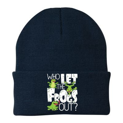 Who Let The Frogs Out Funny Amphibian Lover Frog Owner Knit Cap Winter Beanie