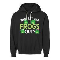 Who Let The Frogs Out Funny Frog Lovers MM Garment-Dyed Fleece Hoodie