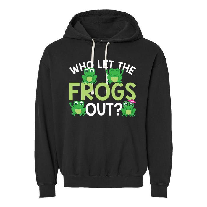 Who Let The Frogs Out Funny Frog Lovers MM Garment-Dyed Fleece Hoodie