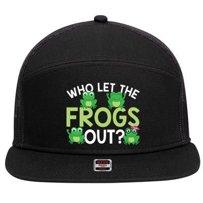 Who Let The Frogs Out Funny Frog Lovers MM 7 Panel Mesh Trucker Snapback Hat