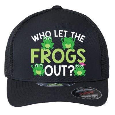 Who Let The Frogs Out Funny Frog Lovers MM Flexfit Unipanel Trucker Cap