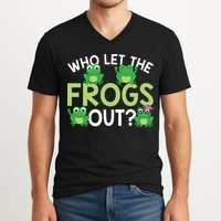 Who Let The Frogs Out Funny Frog Lovers MM V-Neck T-Shirt