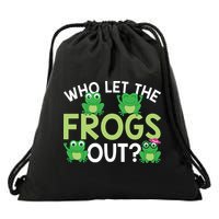Who Let The Frogs Out Funny Frog Lovers MM Drawstring Bag