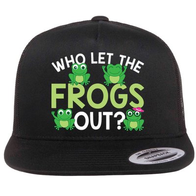 Who Let The Frogs Out Funny Frog Lovers MM Flatbill Hat