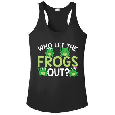 Who Let The Frogs Out Funny Frog Lovers MM Ladies PosiCharge Competitor Racerback Tank