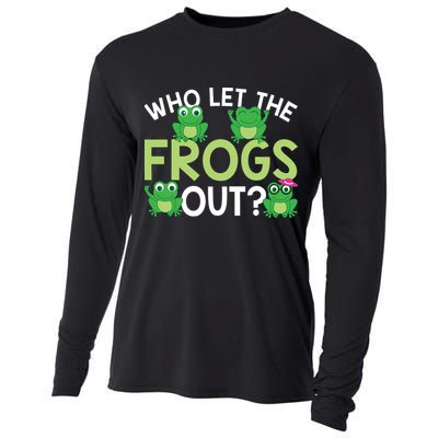 Who Let The Frogs Out Funny Frog Lovers MM Cooling Performance Long Sleeve Crew