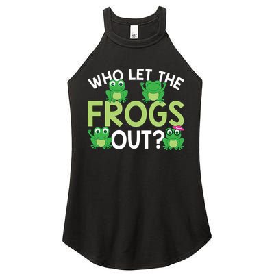 Who Let The Frogs Out Funny Frog Lovers MM Women's Perfect Tri Rocker Tank