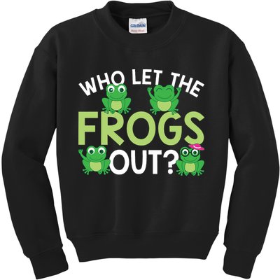 Who Let The Frogs Out Funny Frog Lovers MM Kids Sweatshirt