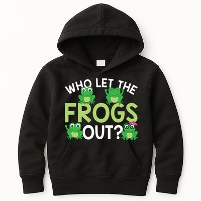Who Let The Frogs Out Funny Frog Lovers MM Kids Hoodie