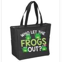 Who Let The Frogs Out Funny Frog Lovers MM Zip Tote Bag