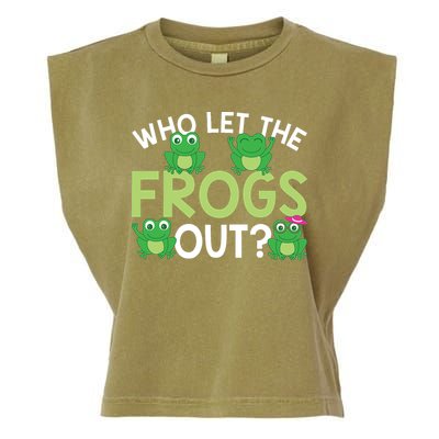 Who Let The Frogs Out Funny Frog Lovers MM Garment-Dyed Women's Muscle Tee