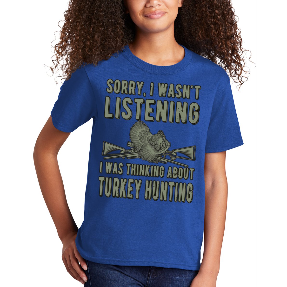 Wasn't Listening Turkey Hunter Turkey Hunting Funny Gift Kids T-Shirt