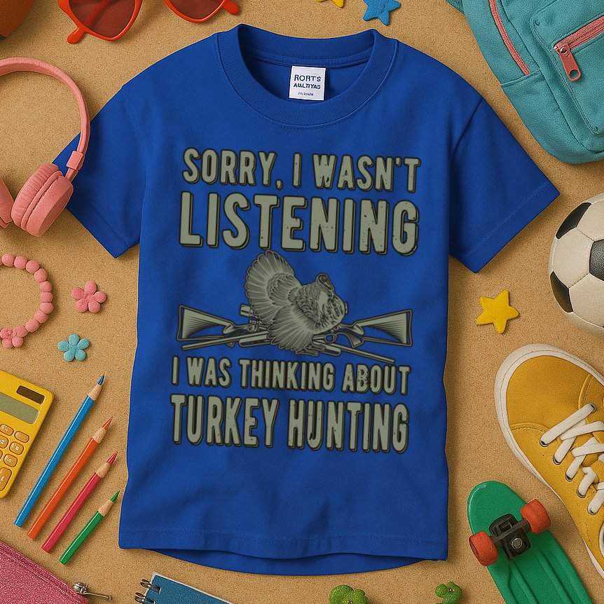 Wasn't Listening Turkey Hunter Turkey Hunting Funny Gift Kids T-Shirt