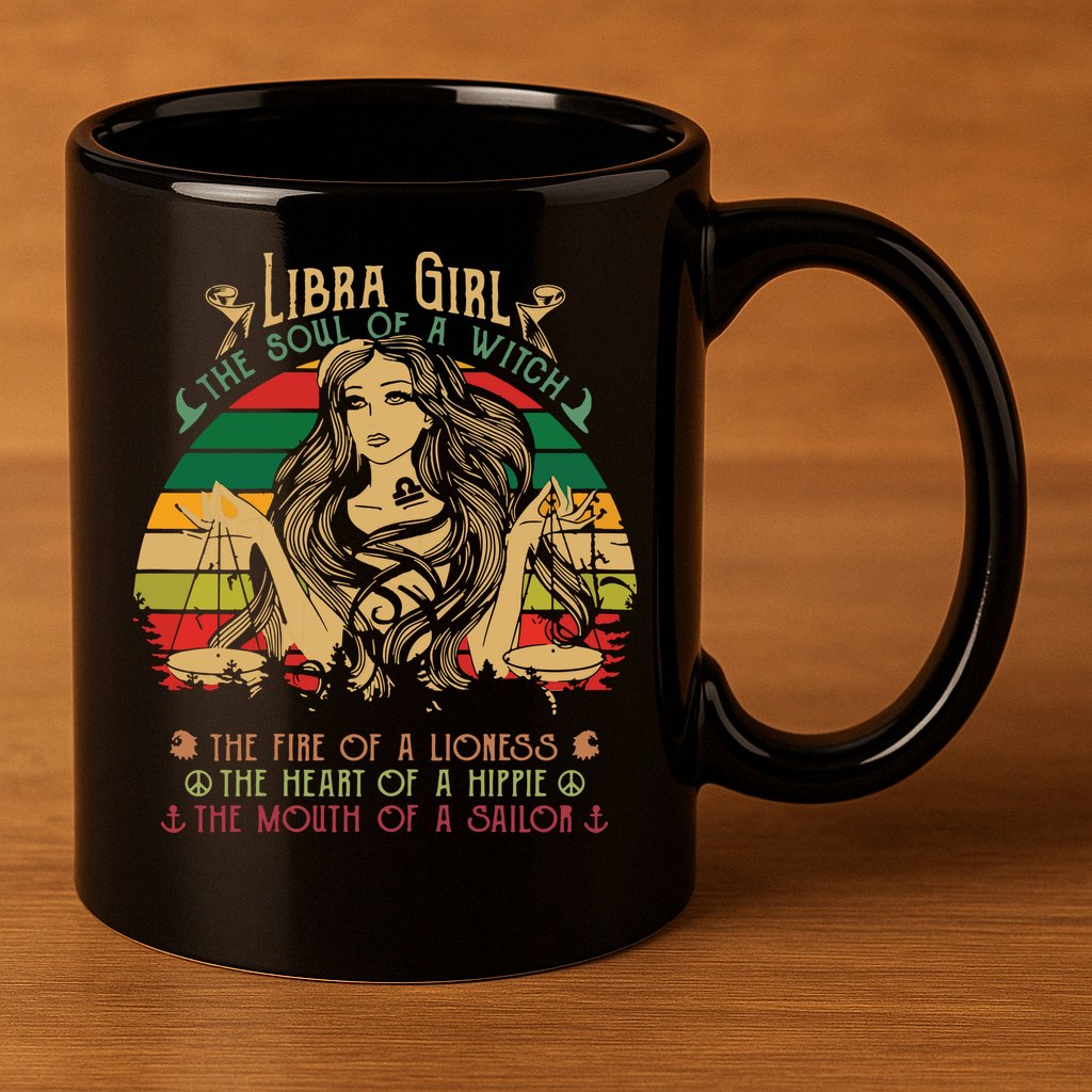 Womens Libra The Soul Of A Witch Fire Of A Lioness 11oz C Handle Ceramic Mug