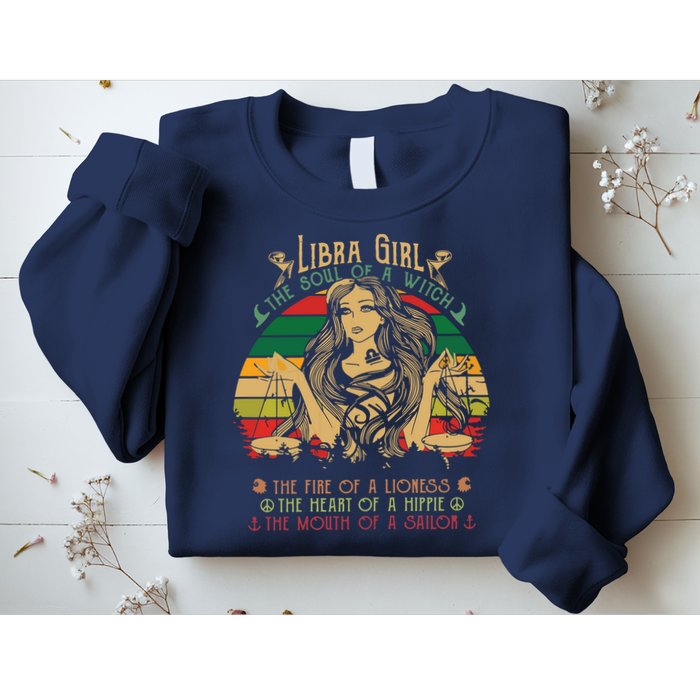 Womens Libra The Soul Of A Witch Fire Of A Lioness Sweatshirt