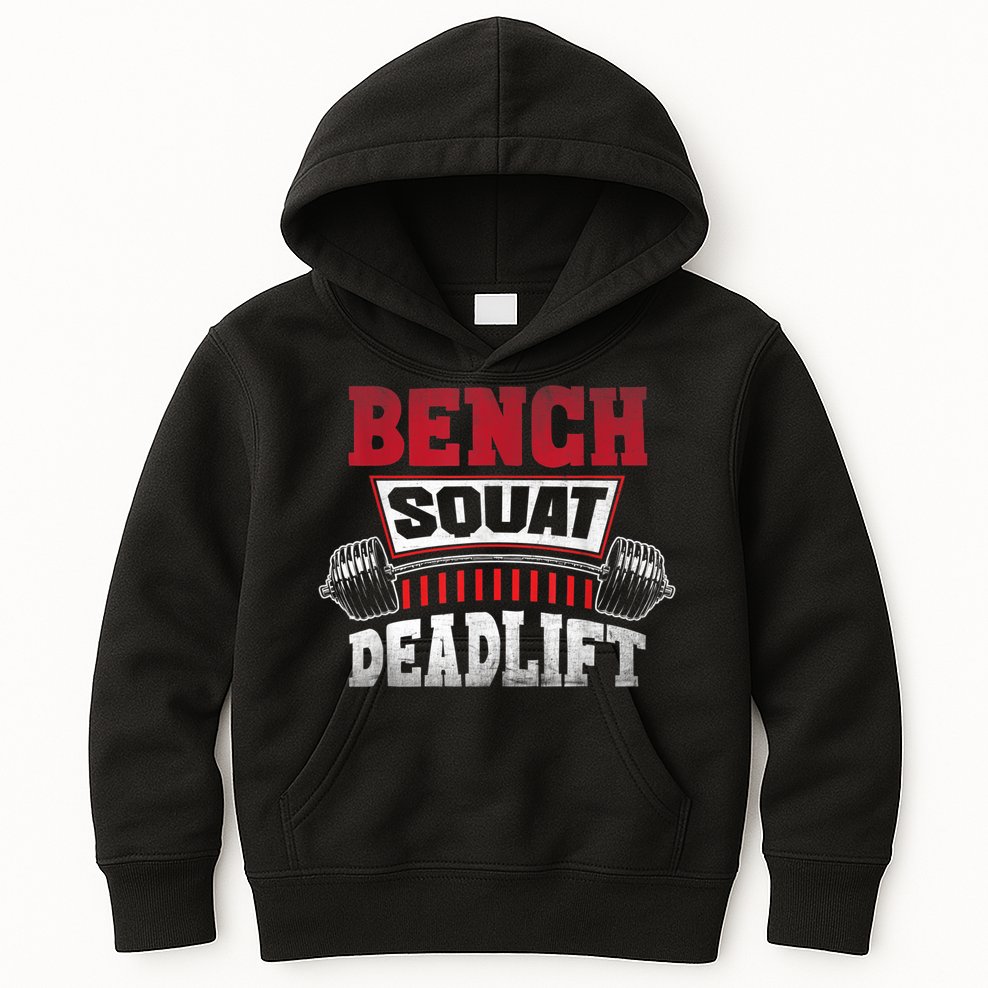 Weight Lifting Training Powerlifting Bench Squat Deadlift Kids Hoodie