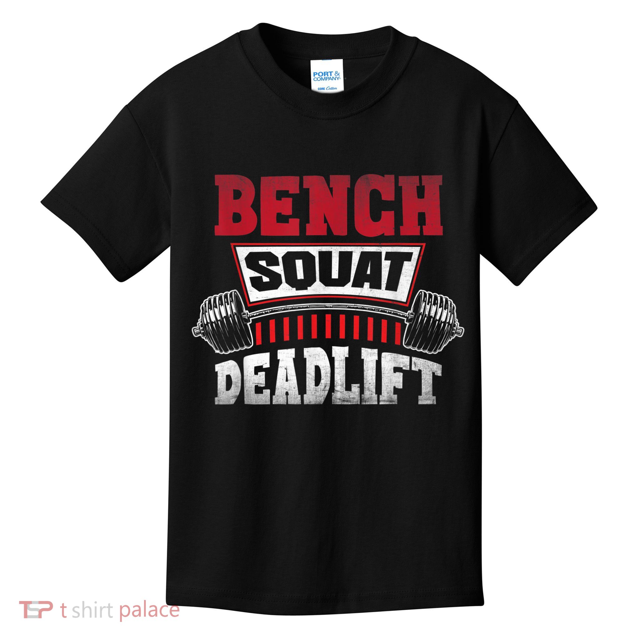 Weight Lifting Training Powerlifting Bench Squat Deadlift Kids T-Shirt