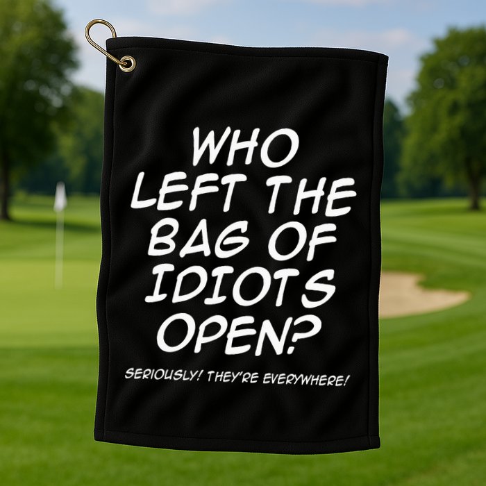 Who Left The Bag Of Idiots Open Seriously TheyRe Everywhere= Golf Towel