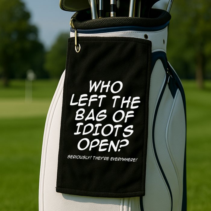 Who Left The Bag Of Idiots Open Seriously TheyRe Everywhere= Golf Towel