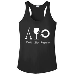 Womens Love To Knit Sip Wine And Repeat Funny Knitting Ladies PosiCharge Competitor Racerback Tank