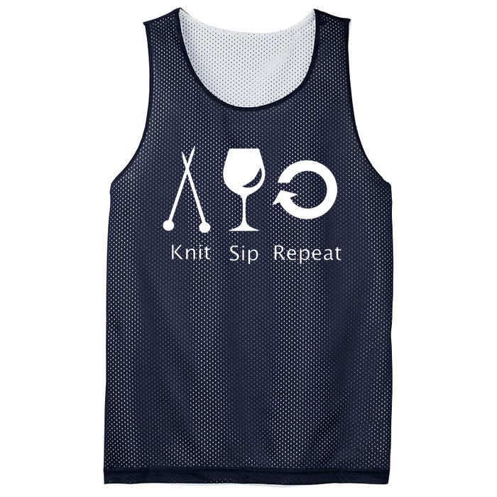 Womens Love To Knit Sip Wine And Repeat Funny Knitting Mesh Reversible Basketball Jersey Tank