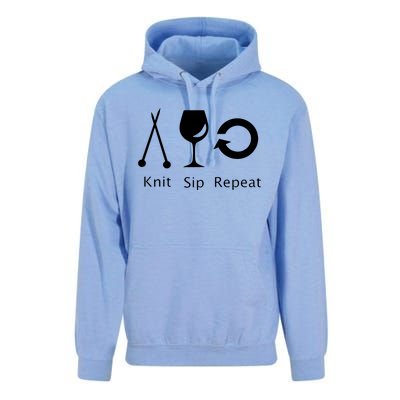 Womens Love To Knit Sip Wine And Repeat Funny Knitting Unisex Surf Hoodie