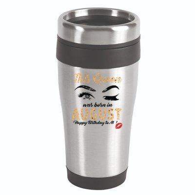 Womens Leopard This Queen Was Born In August 16oz Travel Tumbler