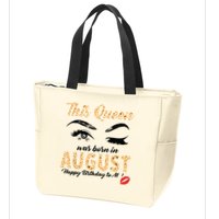 Womens Leopard This Queen Was Born In August Zip Tote Bag