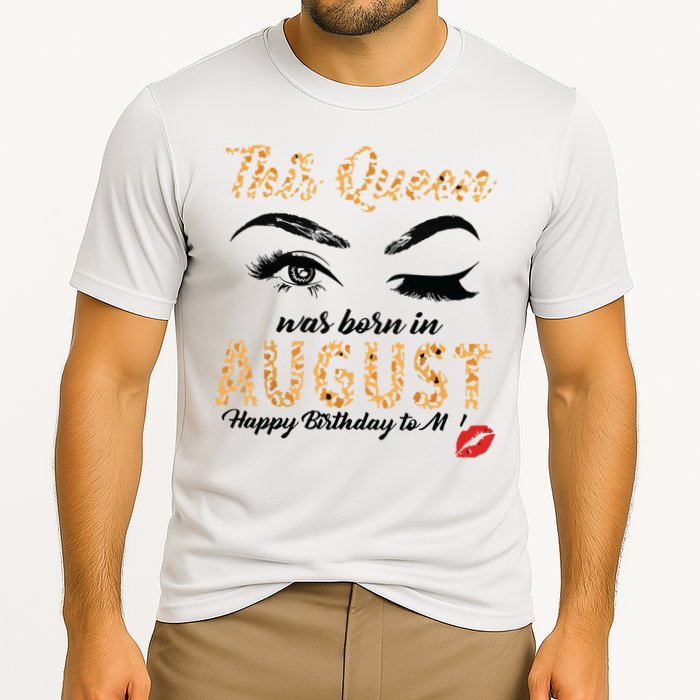 Womens Leopard This Queen Was Born In August Cooling Performance Crew T-Shirt