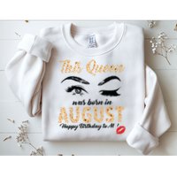 Womens Leopard This Queen Was Born In August Sweatshirt